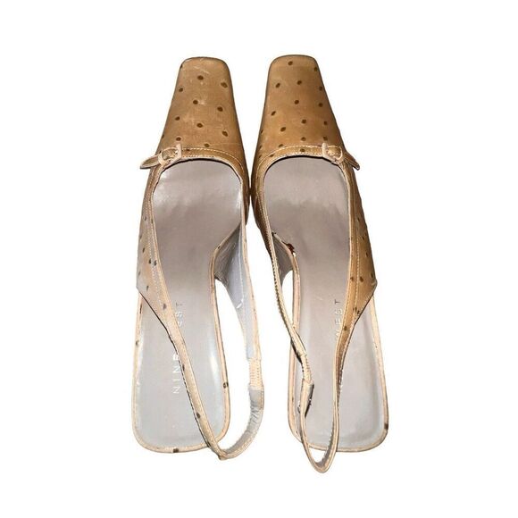Nine West - Natural Color - Mileage - Square Toe Slingback Heels Womens Size 10 - Picture 6 of 11
